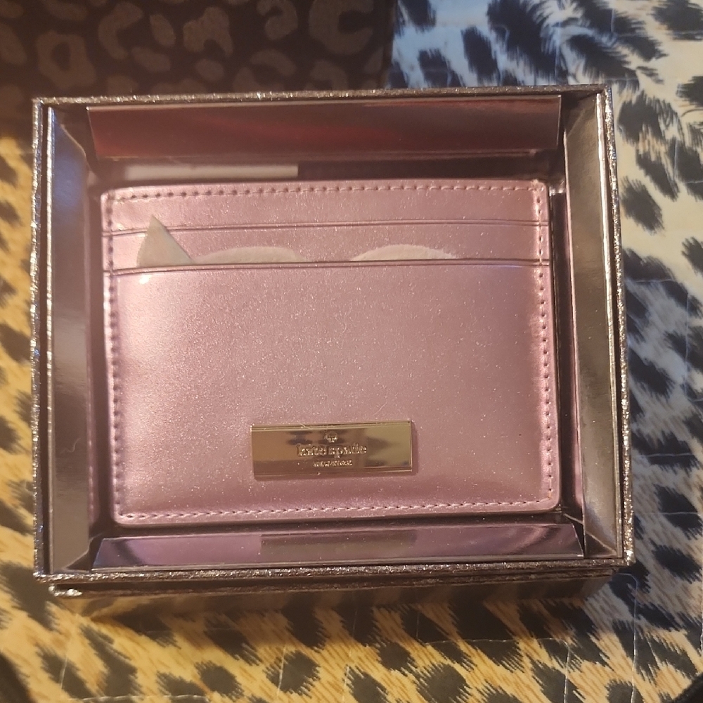 Kate Spade Pink Metallic Patent Leather card case NIB